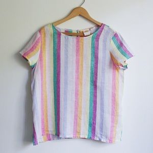 Striped 100% linen tee